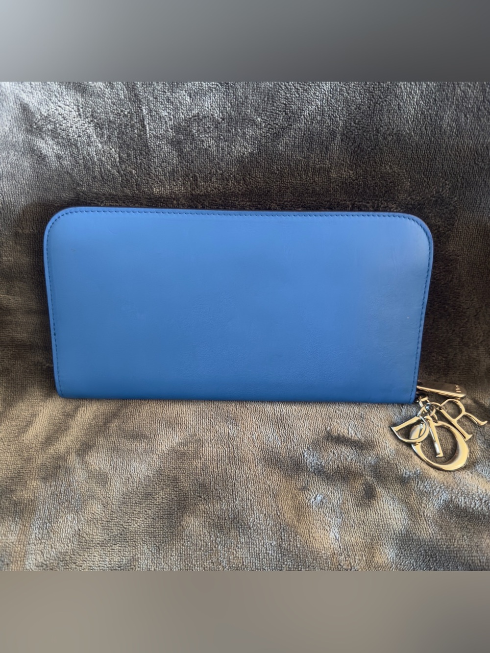 Christian Dior Diorissimo Blue Zip-Around Women's Wallet with Silver Hardware